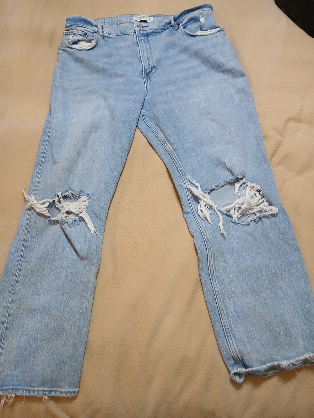 Abercrombie & Fitch Light Blue Straight Leg Ripped Jeans
